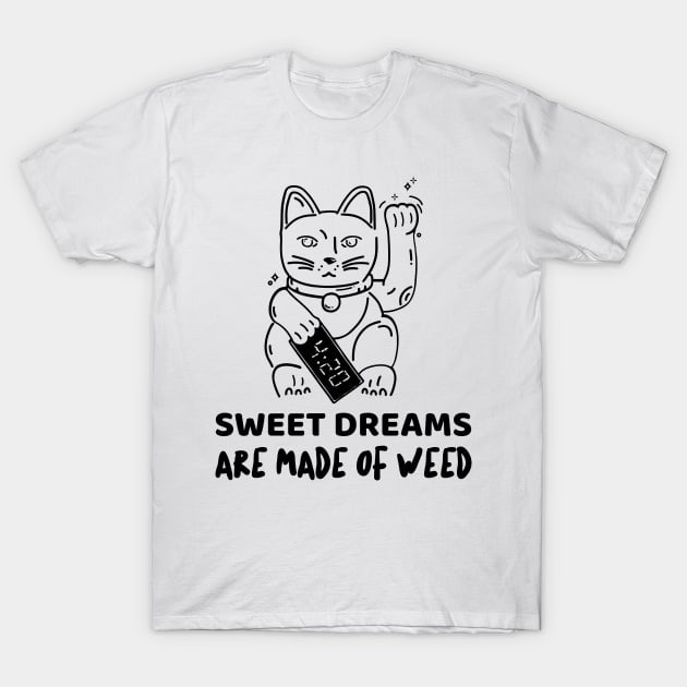 Funny cat dreaming because of weed T-Shirt by Purrfect Shop